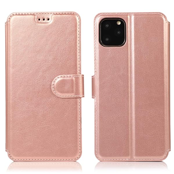 i Phone 11 Pro 5.8 inch ケース 手帳型 本革レザー カード収納 横置き Qi充電対応 耐衝撃 全面保護 シンプル 人気 おしゃれ 財布型 カバー ローズゴールド