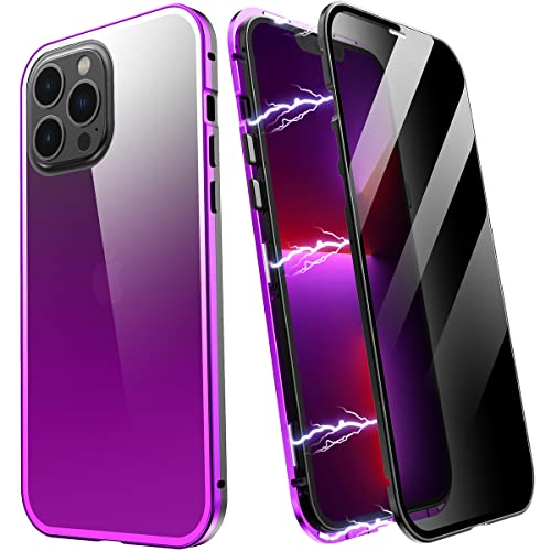 覗き見防止 i Phone13 Pro ケース 両面強化ガラス アルミバンパー 全面保護 両面カバー マグネット式 背面透明 全面ガラスケース マグネットケース 防爆ガラス 人気 表裏 前後 磁石 グ
