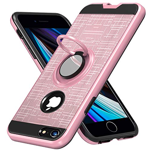 i Phone 7 ケース / i Phone 8 ケース クリア リング付き 耐衝撃 TPU+PC 二重構造 スタンド機能 シリコン 360°回転 マグネット式車載ホルダーに対応 落下防止 指紋防止