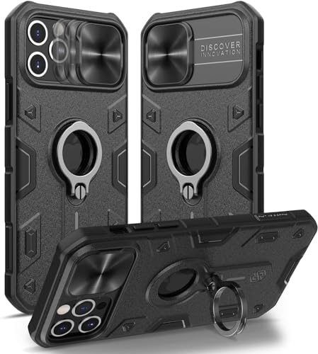360°回転 リング i Phone 15 Pro Max ケース スライド式カメラプロテクター付き かっこいい カメラカバー 耐衝撃 TPUバンパー 男性 スマホケース 格好いい おしゃれ 背面保護