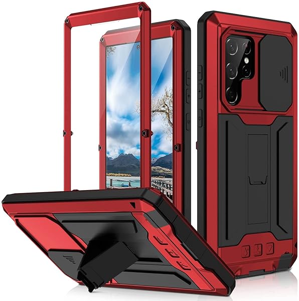 Galaxy S23Ultraカバー ケース [docomo SC-52D au SCG20] 衝撃保護 スタンド付き 3層構造（アルミ×TPU×アルミ） カメラプロテクション式 防塵 すり傷保護 落