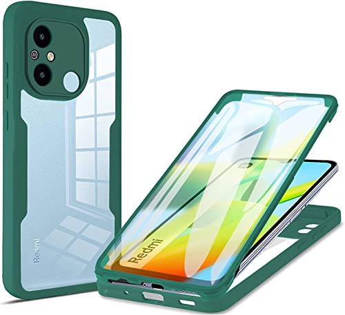 Redmi 12C ケース 360° 全面保護 前後 両面 カバー [高タッチパネル感度] 9H強化ガラス TPU+PC クリア スマホケース フルカバー 軽量 薄型 衝撃吸収 擦り傷防止 着脱簡単 