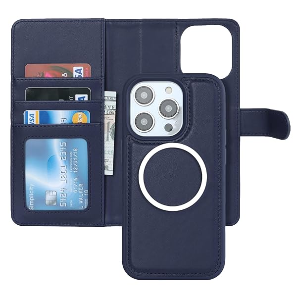 for i Phone 13 Pro ケース 手帳型 Magsafe対応ワイヤレス充電 i Phone13 Pro 2in1分離式 背面カバー 携帯カバー PUレザー+TPU 財布型カバー マグネット