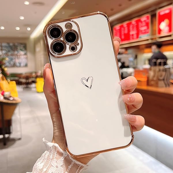 i Phone 15 Pro Max ケース ハート模様 柔軟な TPU カバー 女性 人気 軽量 スマホケース レンズ保護 落下防止 カバー ワイヤレス充電対応 ストラップホール付き アイフォン 1