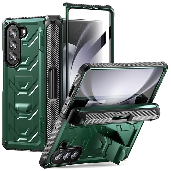 Samsung Galaxy Z Fold 5ケース 耐衝撃スマホカバー キックスタンド付きギャラクシーz フォールド5カバーS ペン ホルダー ヒンジ保護 擦り傷防止 軽量 薄型携帯カバー高級ビジネ