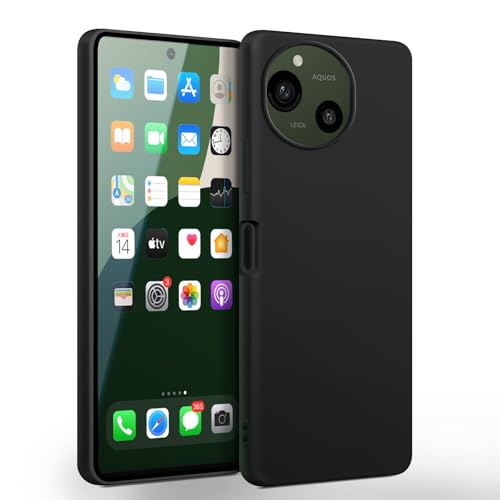 AQUOS R9 ケース SH-51E スマホケース アクオス R9 カバー シリコン 黒 耐衝撃 ソフト 軽量 ストラップホール付き 保護 ブラック