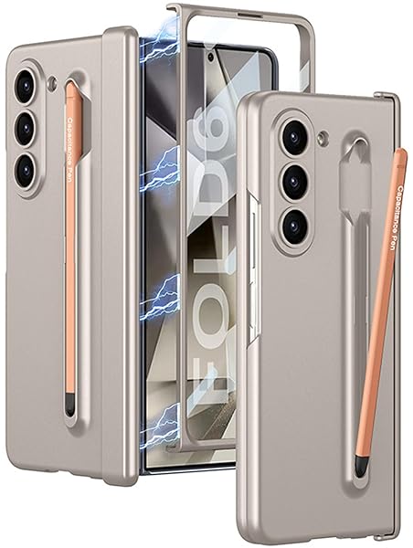 galaxy z fold6 カバー [SC-55E SCG28] タッチペン付き ペン収納スロット ヒンジ保護 磁石 PCフレーム ハイブリッド9Hガラス一体型 男女兼用 人気 折り畳み式 全面保護