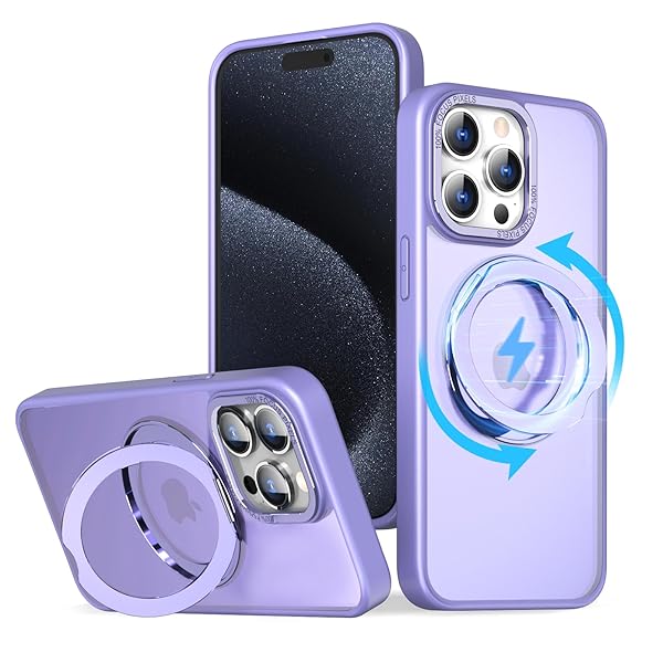 i Phone 15 pro ケース magsafe対応 ワイヤレス充電 iphone15pro ケース 耐衝撃 i Phone15pro ケース 360°回転スタンド 縦横両対応 マグネット搭載 防