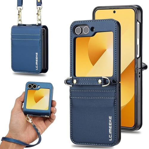 Galaxy Z Flip6 ケース 手帳型 ショルダー ギャラクシーZ フリップ6 SC 54E 斜めがけ 手帳 ケース 財布型 [ ストラップ 長+短 2本]肩がけ 首掛け 長さ調整可能 携帯便利
