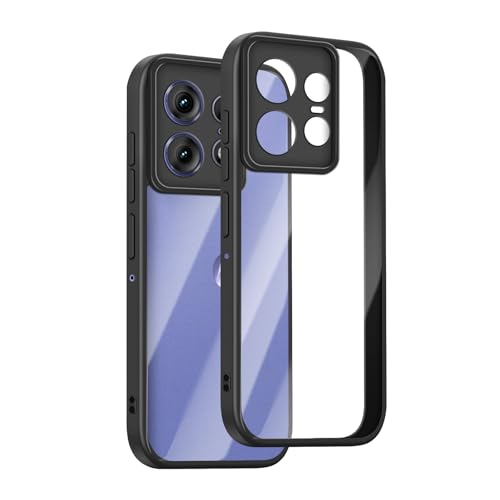Motorola Moto Edge 50 Pro ケース クリア 360°全面保護 薄型 レンズ保護 スマホケース 耐久性 透明PC背面+ソリッドカラー TPUフレーム 耐衝撃 黄変防止 擦り傷防止