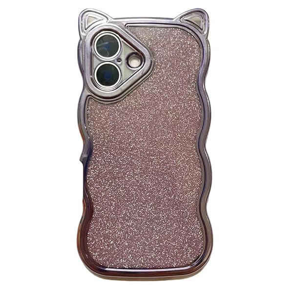 i Phone 16 ケース カバー かわいい メッキ 光沢 ピンク 青 紫 緑 閃粉 猫耳 猫柄 キラキラ おもしろ i Phoneケース 女 軽贅沢 薄型 スリム 人気 おしゃれ 韓国 お洒落 立