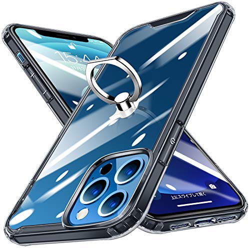 i Phone 12 ケース/i Phone 12 pro リング付き ケース 9H背面強化ガラス スタンド機能 耐衝撃 レンズ保護 黄ばみ防止 指紋防止 スタンド機能 i Phone 12 / 12