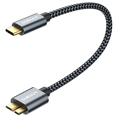 USB C to Micro B 3.1 ケーブル 0.3M 最大10Gbps 高速データ転送 金メッキコネクタ 短い USB 3.1 外付けHDD / SSD ハードドライブ / Mac Book 