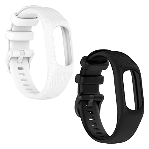 Garmin vivosmart 5 バンド 交換ベルト シリコンベルト 防水 脱着簡単 vivosmart 交換用ストラップ S / Mサイズ適用 (ブラック + ホワイト)【対応機種】Garmin