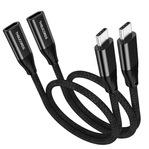 USB C 延長 ケーブル 0.3M 2本入り USB 3.2 Gen 2 オス-メスコード 20Gbps データ転送 USB C 3.1 Type C 20V / 5A 高速充電ケーブル 4K@60