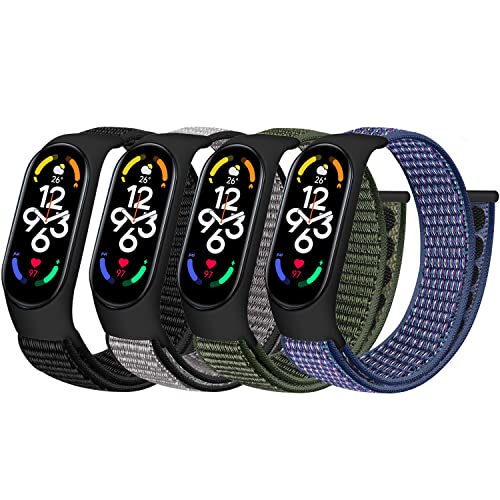Amazfit Band 5 / Xiaomi Mi Band 7 6 5 4 3 交換バンド 交換用 ナイロン ベルト レディース メンズ キッズ 調節可能 ソフト 快適 ナイロン スポーツ リスト