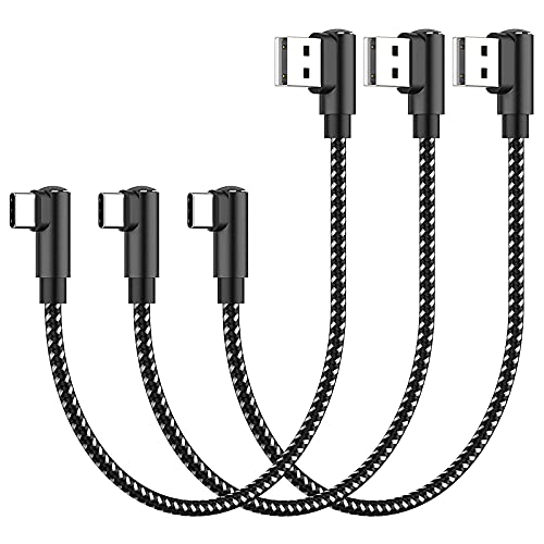 USB C ケーブル 直角 30cm [3本] ポータブル USB C ナイロン 高速充電コード Galaxy S25 S23 S8 Plus Note 9 8 i Phone 16 15 パワーバン
