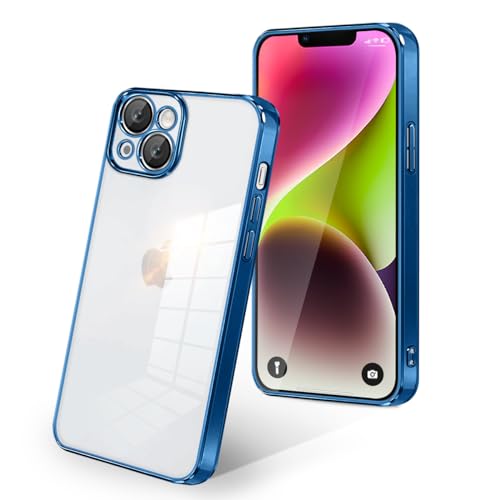 i Phone 14 ケース クリア アイフォン 14 ケース 耐衝撃 メッキ加工 スマホケース ストラップホール付き 軽量 薄型 透明 持ちやすい 着脱が簡単で TPU素材 カバー 6.1インチ (