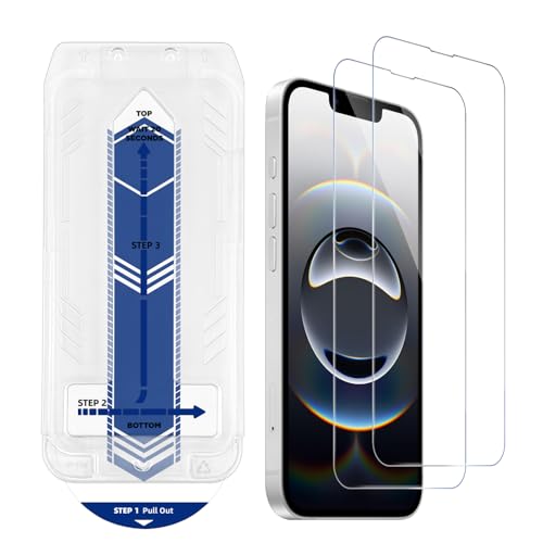 [ガイド枠付き] i Phone 16e / i Phone 14 / i Phone 13 Pro/i Phone 13 ガラスフィルム [2枚] 自動吸着・超簡単貼り付け 強化ガラス アイフォン1
