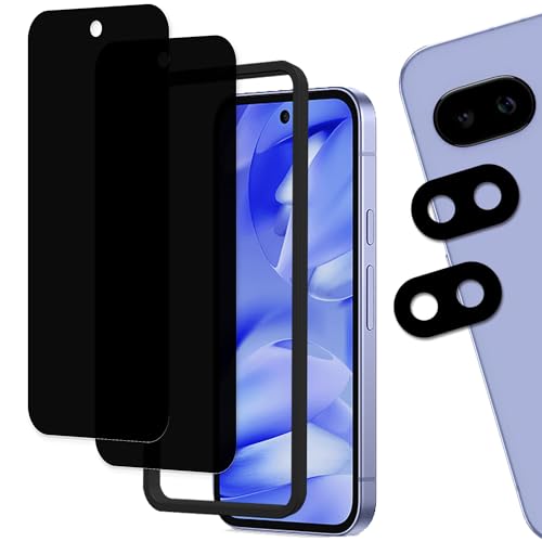 Google Pixel 9a 覗き見防止 フィルム (2枚) ガラスフィルム + (2枚)カメラフィルム+ガイド枠付き 全面 保護フィルム カメラ保護 レンズカバー 対応商品の説明 【貼る方法】1、