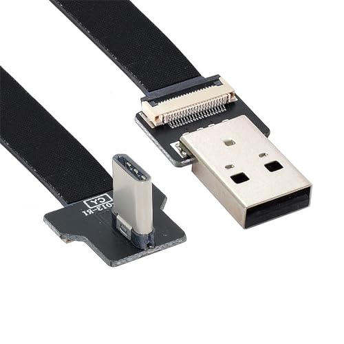USB 2.0 Type A オス USB C Type C オス データ フラット スリム FPC ケーブル 1.0M 直角 FPV & ディスク & 電話用