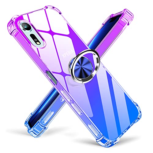 Xperia XZ / Xperia XZs リング ケース クリア TPU 耐衝撃ケース 透明 車載ホルダー スタンド機能 グラデーション 薄型 ソニー エクスペリアxzs / xz カバー 全面保