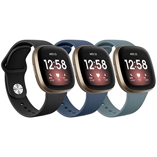 Fitbit Versa 3バンド Fitbit Sense バンド 交換バンド スポーツバンド 女性 男性 ソフト シリコン 調整可能 交換リストバンド[3パック]商品の説明 [3パック]スポーツバ