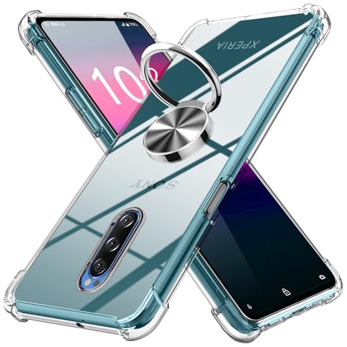 Xperia 1 リング ケース 透明 TPU グラデーション色 SO-03L SOV40 ケース 耐衝撃 ソニー エクスペリア 1 カバー クリア 車載ホルダー対応 一体型 落下防止 防塵 変形防止