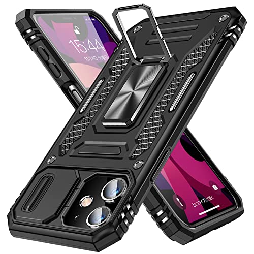 i Phone 11 リング ケース付き スライド式カメラプロテクター付き PC 耐衝撃 スタンド機能 車載ホルダー対応 擦り傷防止 滑り止め 格好いい おしゃれ 人気 アイフォン 11 カメラカバー