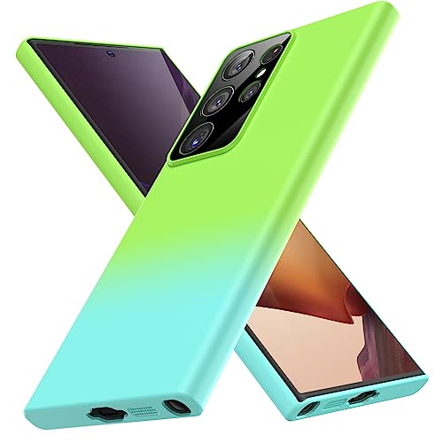 Galaxy S22 Ultra ケース 耐衝撃 薄型 軽量 背面PC カバー 2色グラデーション 指紋防止 黄変防止 ワイヤレス充電対応 滑り止め / レンズ保護 サムスン Galaxy S22 U