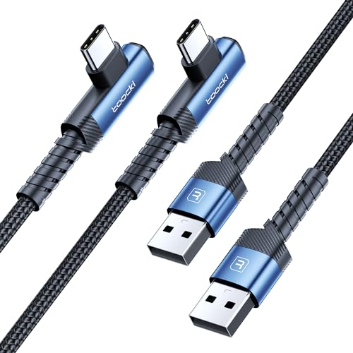usb-c ケーブル L字 0.5M / 2本セット 3A急速充電 ナイロン編み Quick Charge 3.0 / 2.0対応 ブルー i Phone 15 / Pro / MAX i Pad P
