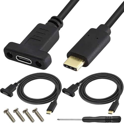 USB 3.1 タイプC パネルマウント ケーブル 4K 60hz 10Gbps USB C オス メス 充電 データ 延長 ケーブル ドライバー ネジ付き (2パック)商品の説明 仕様:製品名: U