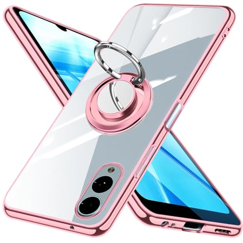 arrows We2 リング ケース F-52E カバー 透明 スマホケース クリア TPU 耐衝撃 メッキ加工 スタンド機能 車載ホルダー ストラップホール付き arrows We2 カバー (ブラ