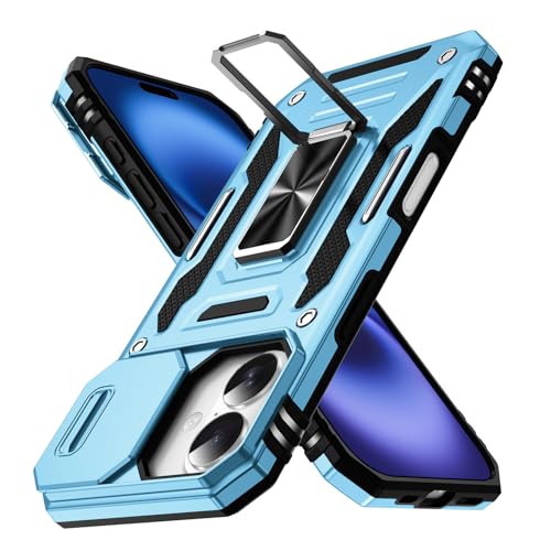 i Phone16 リング ケース付き 耐衝撃 pc+tpu 車載ホルダー対応 軽量 薄型 擦り傷防止 取り出し易い 360°回転 スタンド機能 リング 携帯カバー スカイブルー商品の説明 【対応機種