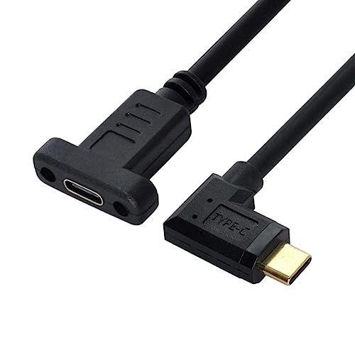 USB 3.1 Gen 2 10Gbps USB C オス-メス 90度 直角 高速充電 データ ビデオ転送 延長ケーブル パネルマウント穴付き 0.3M商品の説明 90度左右角度 USB-C USB