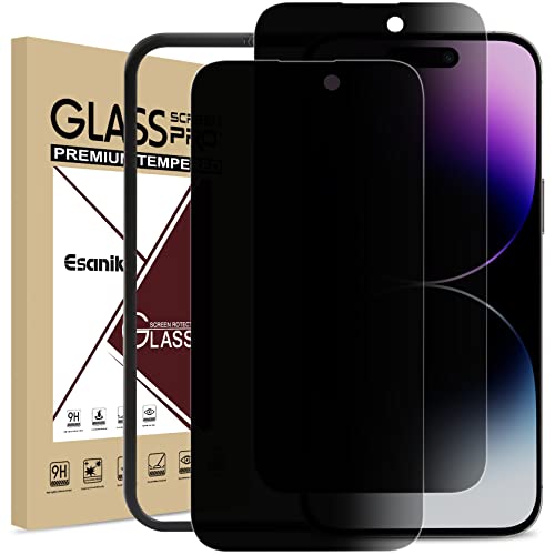 i Phone14 Pro 覗き見防止 ガラスフィルム 2枚セット 硬度9H 飛散防止 指紋 気泡 反射 キズ防止 旭硝子製 高透過率 ガイド枠付き 貼り付け簡単 6.1インチ対応 保護フィルム 強化
