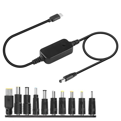 USB C DC PDアダプタ ケーブル (10コネクター・チップ付き) Type C to DC電源ケーブル 出力調整可能電圧 5V-9V-12V-15V-20V PD急速充電ケーブル 50CM商品