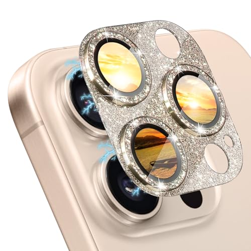 i Phone 16 Pro / i Phone 16 Pro Max レンズカバー カメラ保護 アルミ合金縁取り + 強化ガラス ラインストーン カメラフィルム キラキラ レンズ保護フィルム 高透過