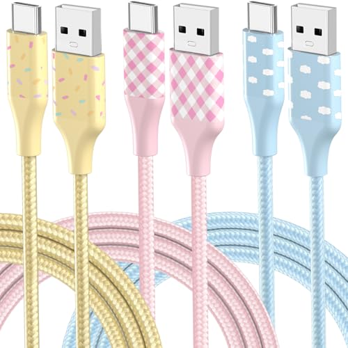 USB Type C ケーブル 3 本セット 2m QC3.0 対応 3A 高速充電 高耐久編組ケーブル USB-A to C i Phone 15 / 16 / Samsung / Google P