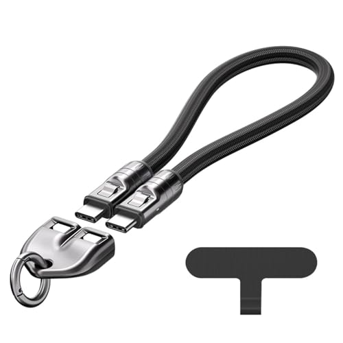 USB C ケーブル type C 30CM 240W 急速充電 タイプCポート スマホ ネックストラップ ストラップ型ケーブル 兼用 マルチカラー 耐久 ナイロン ストラップ データケーブル (ブラ