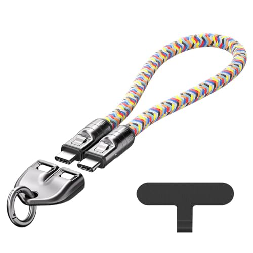USB C ケーブル type C 30CM 240W 急速充電 タイプCポート スマホ ネックストラップ ストラップ型ケーブル 兼用 マルチカラー 耐久 ナイロン ストラップ データケーブル (カラ