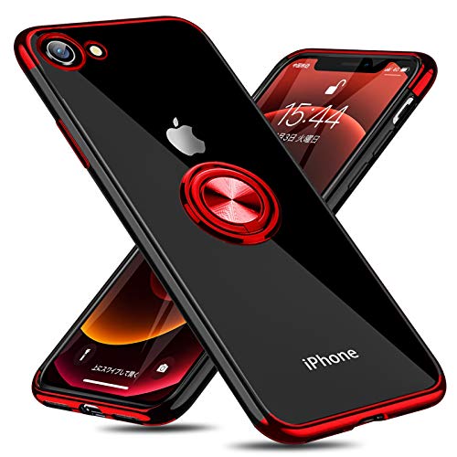 i Phone SE ケース [第3世代] / i Phone SE ース [第2世代] / i Phone 7 ケース / i Phone 8 リング ケース付き クリア 耐衝撃 スタンド機能 透明