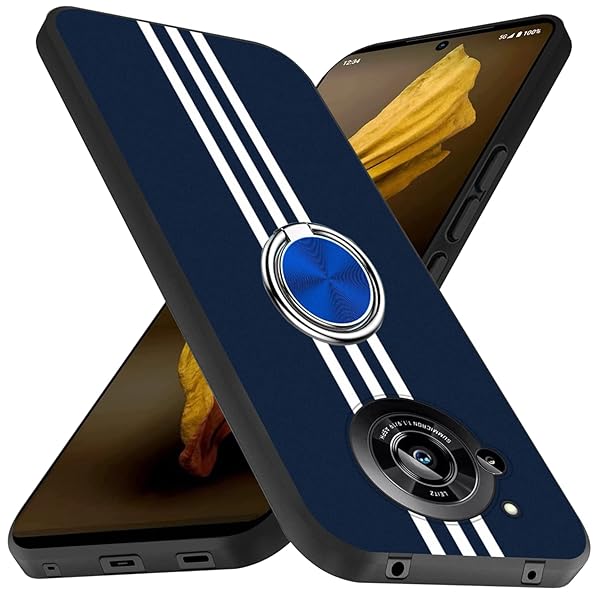 AQUOS R7 ケース 耐衝撃 SH-52C カバー ス TPU 指紋防止 シリコン 車載ホルダー 360°回転 ストラップホール付き 滑り止め 落下防止 全面保護カバー (ブルー)