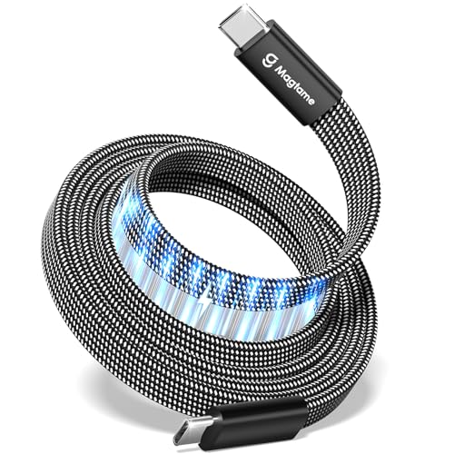 Type C ケーブル フラット平形 磁石自動収納 240W / 5A急速充電 type-cケーブル QC4.0 / PD3.1 usbc-usbcケーブル 金属製コネクタ 二重ナイロン i Phon
