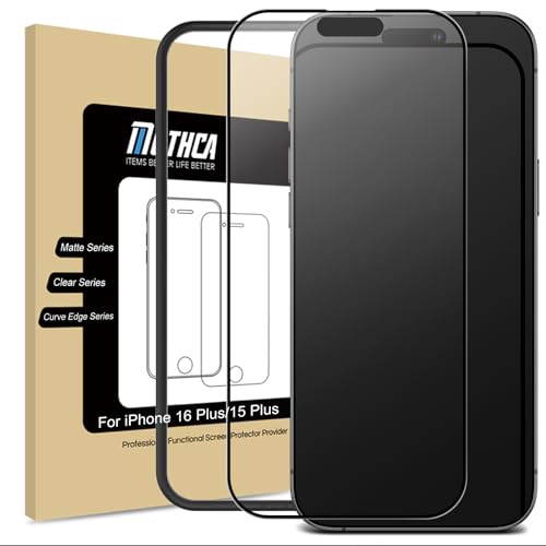 i Phone 16 Plus / i Phone 15 Plus 全面保護 ガラスフィルム 反射防止 指紋防止 黒縁あり 強化ガラス アンチグレア フィルム サラサラ 高感度タッチ ゲームフィルム 