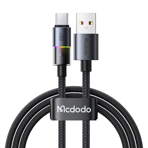 USB A USB Cケーブル 6A急速充電 高速データ転送 7色のLEDランプ付き Type C ケーブル i Phone 16 / 15 Xperia Galaxy AndroidなどのUSB C