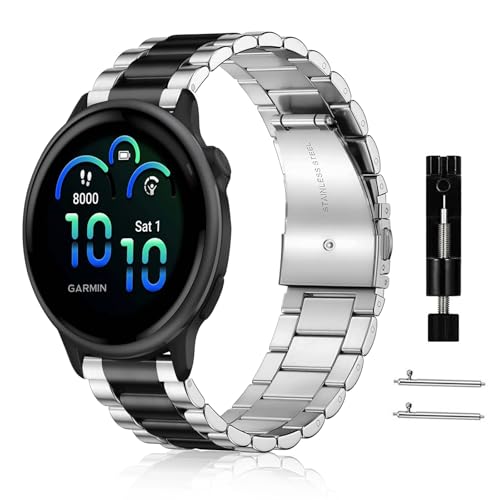 Garmin Vivoactive 6 交換バンド 20mm ステンレス 金属バンド 交換ベルト 替えストラップ 防錆 調整器具付き ビジネス風 男女兼用 Garmin Vivoactive 6 - 