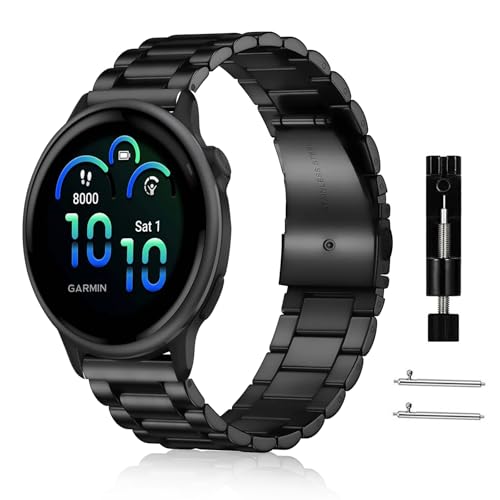 Garmin Vivoactive 6 交換バンド 20mm ステンレス 金属バンド 交換ベルト 替えストラップ 防錆 調整器具付き ビジネス風 男女兼用 Garmin Vivoactive 6 - 