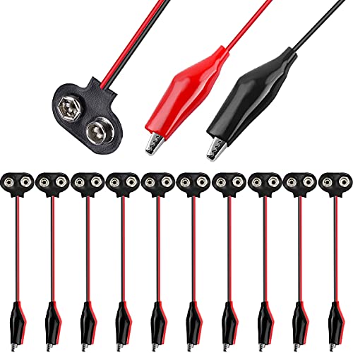 9v 電池 バッテリー スナップ コネクタ バッテリーボックス端子ワニ口クリップケーブル電機LED 照明装置 DIY カー RC ロボット 電源用 黒 10個商品の性質上、取り付け方法や使用環境、相性