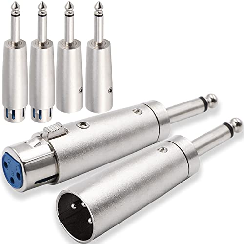XLR 3ピン メス オス - 6.35mm オス変換 オーディオ モノラル アダプター TS ソケット ジャック マイク ミキサー用 6個商品の性質上、取り付け方法や使用環境、相性に関するサポートは